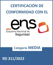 Certificación de Conformidad con el Esquema Nacional de Seguridad, categoría MEDIA
